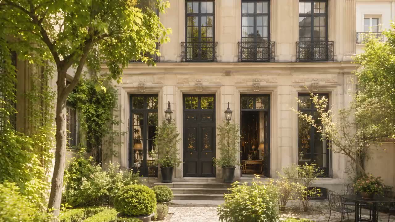 Un hôtel particulier, la façade ouverte sur son jardin.